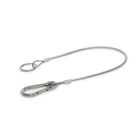 GN 111.2 Stainless Steel AISI 304 Retaining Cables, with Carabiner and Key Ring Type: M - With carabiner and key ring<br />Color: TR - Transparent