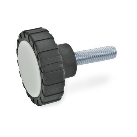 Hollow Knurled Knobs GN 7336: Plastic, with Steel or Stainless Steel Threaded Stud