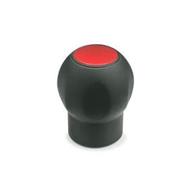 EN 675.1 Technopolymer Plastic Ball Handles, Ergostyle®, Softline, with Tapped Insert, with Removable Cover Cap Color of the cap: DRT - Red, RAL 3000, matte finish