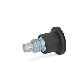 GN 822.6 Steel Mini Indexing Plungers, Lock-Out and Non Lock-Out, with Hidden Lock Mechanism Type: B - Non lock-out