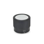 Perillas de control moleteadas de aluminio, con resalto recto, con tipo orificio liso o boquilla