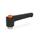 WN 304.1 Plastic Straight Adjustable Levers with Push Button, Tapped or Plain Bore Type, with Stainless Steel Components Lever color: SW - Black, RAL 9005, textured finish
Push button color: O - Orange, RAL 2004