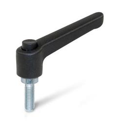 WN 303.2 Plastic Adjustable Levers, with Push Button, Threaded Stud Type, with Zinc Plated Steel Components Lever color: SW - Black, RAL 9005, textured finish<br />Push button color: S - Black, RAL 9005