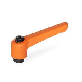 WN 400 Nylon Plastic Fixed Clamping Levers, Tapped Type, with Steel Components Color: OS - Orange, RAL 2004, textured finish