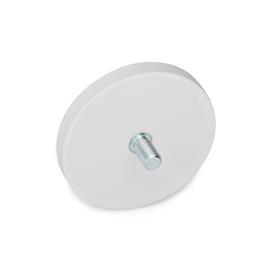 GN 51.3 Steel Retaining Magnets, Disk-Shaped, with Threaded Stud, with Rubber Jacket Color: WS - White