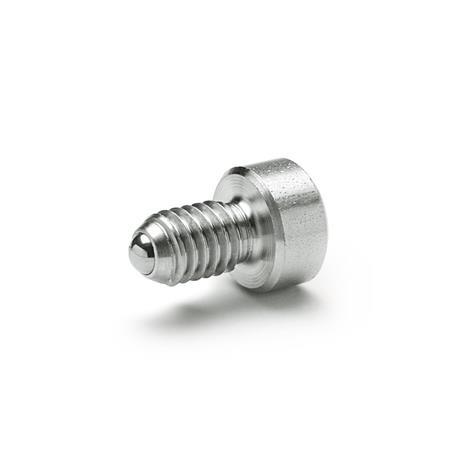 GN 815.1 Stainless Steel Ball Plungers, with Internal Hexagon Head Type: NI - Stainless steel, standard spring load