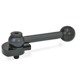 GN 918.2 Steel Top Clamping Cam Units, Ball Lever or Hex Type Type: GV - With ball lever, straight (serrations)<br />Clamping direction: R - By clockwise rotation (drawn version)