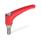 EN 602.1 Manijas ajustables de zinc fundido a presión, tipo espárrago roscado, con componentes de acero inoxidable, Ergostyle® Color: RS - Rojo, RAL 3000, acabado texturizado