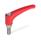 EN 602.1 Zinc Die-Cast Adjustable Levers, Threaded Stud Type, with Stainless Steel Components, Ergostyle® Color: RS - Red, RAL 3000, textured finish