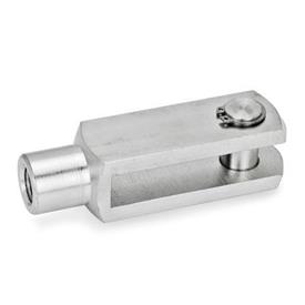 GN 751 Metric Size, Stainless Steel Clevis Fork Joints, with Circlip 