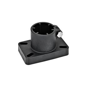 EN 86 Plastic Base Plate Connector Clamps, Square or Rectangular Base Type: D - Fixing with slotted holes