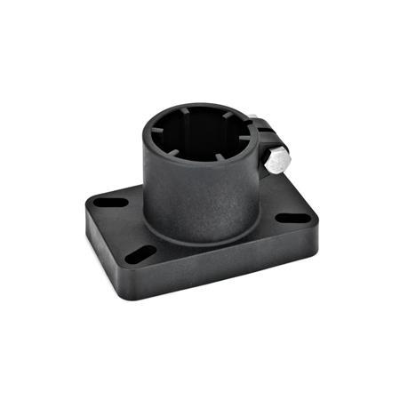EN 86 Plastic Base Plate Connector Clamps, Square or Rectangular Base Type: D - Fixing with slotted holes