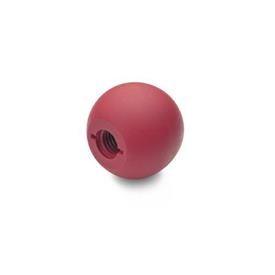 DIN 319 Perillas de bola de plástico, rojas Material: KT - Plástico<br />Tipo: C - Con agujero roscado (sin inserto)<br />Color: RT - Rojo