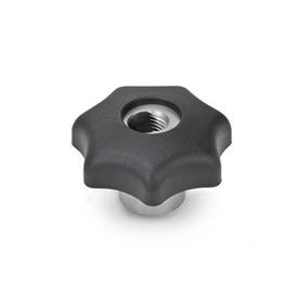 GN 6336.3 Technopolymer Plastic Quick Release Star Knobs, with Stainless Steel Hub 