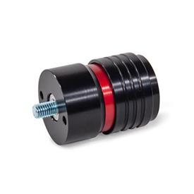 GN 1050 Aluminum Quick Release Couplings, with Safety Locking Feature Type: A - WIth threaded stud insert<br />Coding: F - Fixed bearing