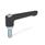 GN 302.2 Zinc Die-Cast Straight Adjustable Levers, Threaded Stud Type, with Zinc Plated Steel Components Color: SW - Black, RAL 9005, textured finish