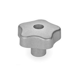GN 5336 Aluminum Star Knobs, with Tapped or Plain Bore Type: D - With tapped through bore<br />Finish: MT - Matte, tumbled finish