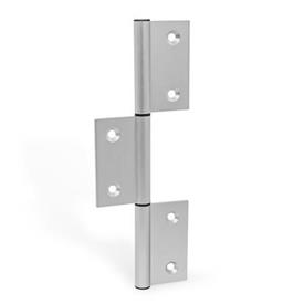 GN 2295 Aluminum Triple Winged Hinges, for Profile Systems  / Panel Elements, with Extended Outer Wings Type: I - Interior hinge leafs<br />Identification: C - With countersunk holes<br />Bildzuordnung: 245
