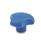 EN 5342 Boutons à trois lobes en plastique conforme aux exigences de la FDA, détectables, avec insert taraudé en inox Matériau/Finition: VDB - Visuellement détectable, bleu, RAL 5005, finition mate