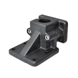GN 171 Aluminum, Flanged Base Plate Connector Clamps, Split Assembly Bildzuordnung: B - Bore<br />Finish: SW - Black, RAL 9005, textured finish