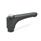 EN 600 Manettes indexables droites en plastique, type taraudé, avec composants en laiton, avec bouton-poussoir, Ergostyle® Couleur: DGR - Gris, RAL 7035, finition brillante