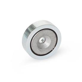 GN 50.4 Steel Retaining Magnets, Disk-Shaped, with Plain Hole Magnet material: SC - SmCo
