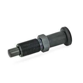 GN 817.2 Steel Indexing Plungers, Lock-Out and Non Lock-Out, with Extended Height Knob Type: B - Non lock-out, without lock nut
