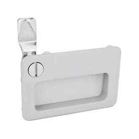 GN 115.10 Zinc Die-Cast Cam Latches, with Gripping Tray, Operation with Socket Key Type: SCH - With slot<br />Color: SR - Silver, RAL 9006, textured finish<br />Identification no.: 1 - Operation in the illustrated position top left