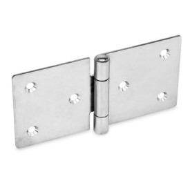 GN 136 Stainless Steel Sheet Metal Hinges, Horizontally Extended Material: NI - Plain finish<br />Type: C - With countersunk holes<br />Bildvarianten: l1 (e) - on one side elongated