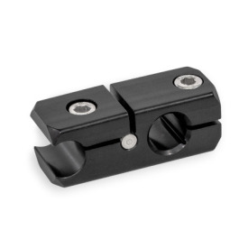 GN 474.2 Aluminum Rail Mounting Clamps, Splittable, with Cross / Parallel Bore Type: P - With parallel bore<br />Finish: ELS - Anodized finish, black