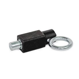 GN 722.4 Steel Indexing Plungers, Lock-Out, Weldable Type: C - Square, with pull ring, fixed (riveted)