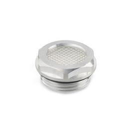 GN 744 Aluminum Fluid Sight Glasses, Sight Glass Plastic Type: A - With prismatic effect (only d<sub>1</sub> = 14 / 18 / 24 mm)