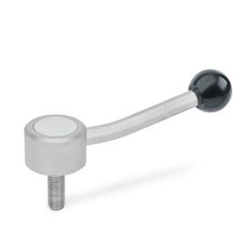 GN 125.5 Stainless Steel Flat Adjustable Tension Levers, Threaded Stud Type Type: E - Angled lever