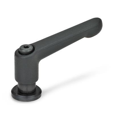 Manijas ajustables GN 307: Zinc fundido a presión, tipo roscadas, con componentes de acero, con arandela