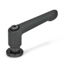GN 307 Zinc Die-Cast Adjustable Levers, Steel Tapped Type, with Washer Color: SW - Black, RAL 9005, textured finish
