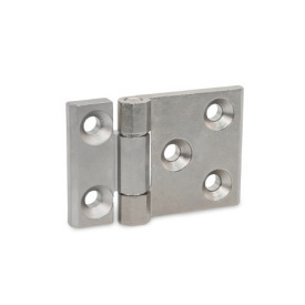 GN 237.3 Stainless Steel AISI 316 Heavy Duty Hinges, with Extended Hinge Leaf Type: A - With bores for countersunk screws<br />Finish: GS - Matte shot-blasted finish<br />Scharnierflügel: l3 ≠ l4