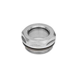 GN 743.5 Mirillas de líquido, de acero inoxidable, con vidrio de seguridad ESG Tipo: B - Sin chapilla de contraste