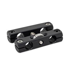 GN 474.3 Aluminum Parallel Mounting Clamps with Adjustable Spindle Type: S - With four socket cap screws<br />Finish: ELS - Anodized finish, black