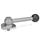 GN 918.6 Stainless Steel Clamping Cam Units, Upward Clamping, with Threaded Bolt Type: GV - With ball lever, straight (serrations)
Clamping direction: R - By clockwise rotation (drawn version)