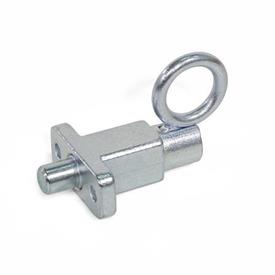 GN 722.5 Steel Indexing Plungers, Lock-Out, with Mounting Flange Type: C - With pull ring, lock-out<br />Finish: ZB - Zinc plated, blue passivated finish