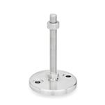 Metric Thread, Stainless Steel Leveling Feet, Tapped Socket or Threaded Stud Type, with Turned Base, with Mounting Holes