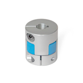 GN 2240 Aluminum Elastomer Jaw Couplings, with Clamping Hub, with Metric or Inch Bores Bore code: K - With keyway (from d<sub>1</sub> = 30 mm)<br />Hardness: BS - 80 Shore A, blue