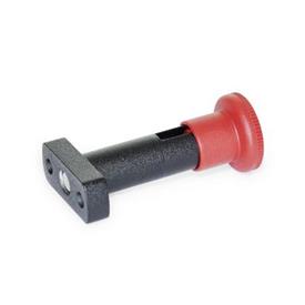 GN 817.1 Zinc Die-Cast Indexing Plungers, Lock-Out and Non Lock-Out, with Top Mount Flange, with Red Knob Type: C - Lock-out<br />Color: RT - Red, RAL 3000