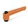 WN 300 Plastic Adjustable Levers, Tapped or Plain Bore Type, with Blackened Steel Components Color: OS - Orange, RAL 2004, textured finish