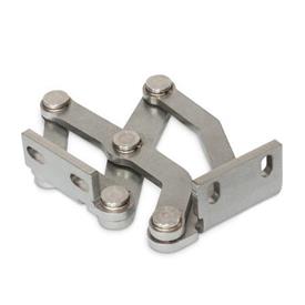 GN 7237 Stainless Steel Multiple-Joint Hinges, Concealed, with Opening Angle of 180° Type: R - Right-hand assembly angle bracket