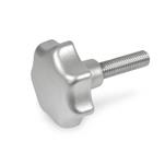 Stainless Steel AISI CF-8 Star Knobs, with Threaded Stud