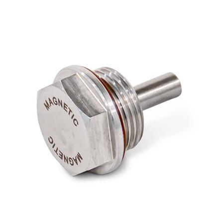 GN 738.5 Stainless Steel Magnetic Threaded Plugs, Magnet Material AINiCo, Resistant up to 356 °F, Plain Finish 