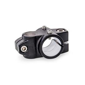 GN 133.1 Noix de serrage orthogonales pour unité linéaire tubulaire en aluminium, pour système à axe unique d1: G - avec insert coulissant<br />Finition: SW - Noir, RAL 9005, finition texturée
