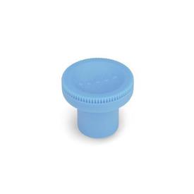 EN 676 Technopolymer Plastic Knurled Knobs, with Brass Tapped Insert, Ergostyle® Color: BL - Blue, RAL 5024, matte finish