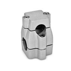 GN 135 Aluminum Two-Way Connector Clamps, Multi-Part Assembly, Unequal Bore Dimensions Finish: BL - Plain, Matte shot-blasted finish